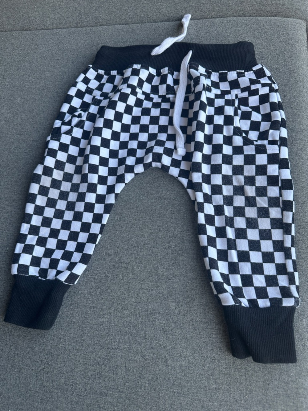 Kids Black & White Checkered Jogger Pants